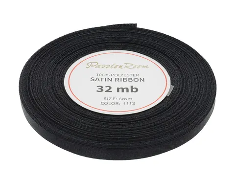 [86008] Wstążka satynowa 6mm 32mb czarna