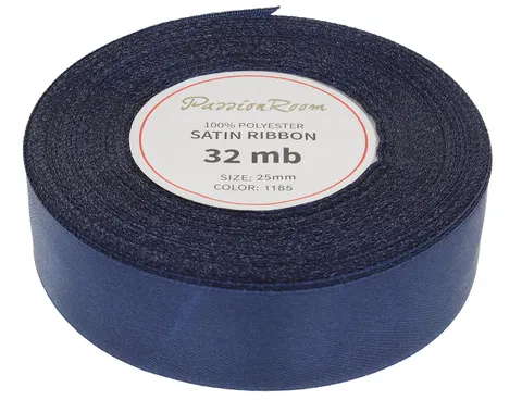 [825111] Wstążka satynowa 25mm 32mb ciemnogranatowa