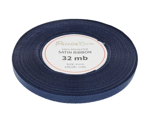 [86111] Wstążka satynowa 6mm 32mb ciemnogranatowa