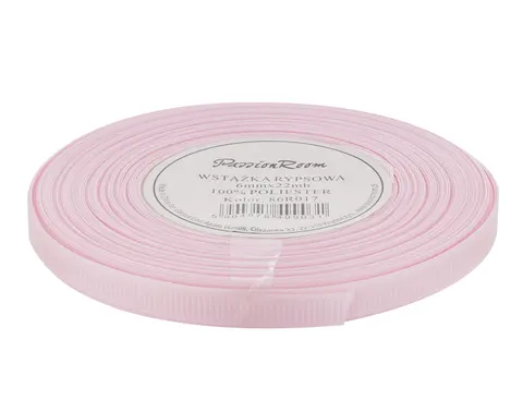 Wstążka rypsowa 6mm 22mb bladoróżowa