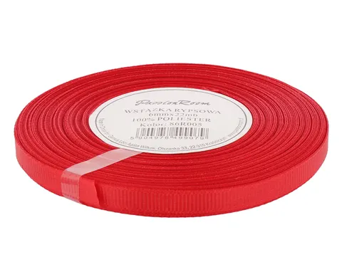 Wstążka rypsowa 6mm 22mb czerwona