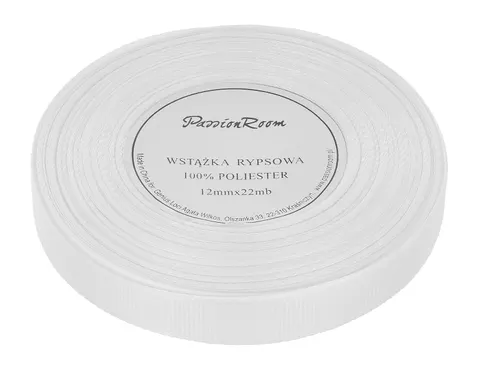 Wstążka rypsowa 12mm 22mb biała