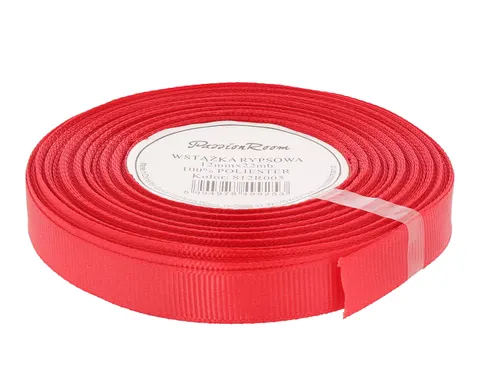Wstążka rypsowa 12mm 22mb czerwona