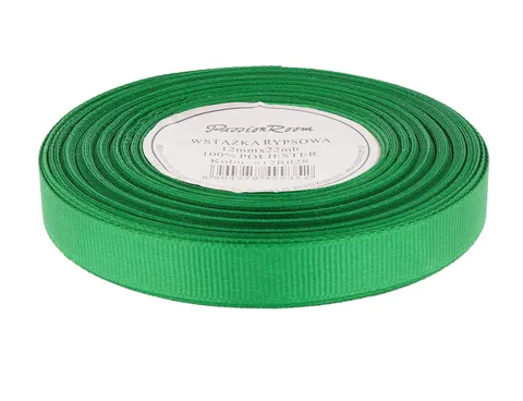 Wstążka rypsowa 12mm 22mb zielona