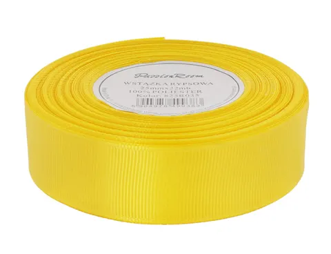 Wstążka rypsowa 25mm 22mb żółta