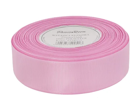 Wstążka rypsowa 25mm 22mb różowa