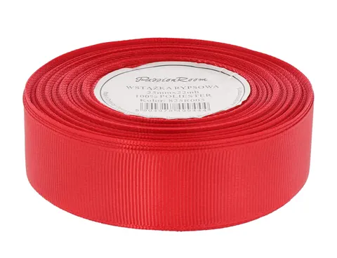 Wstążka rypsowa 25mm 22mb czerwona