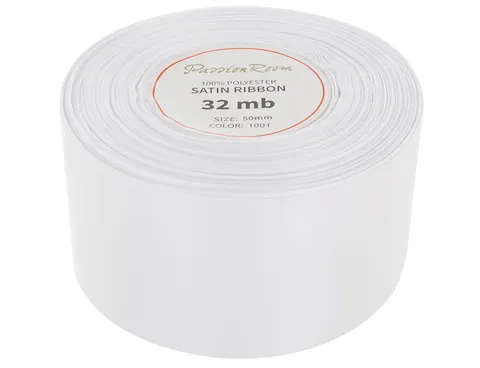 [850001] Wstążka satynowa 50mm 32mb biała