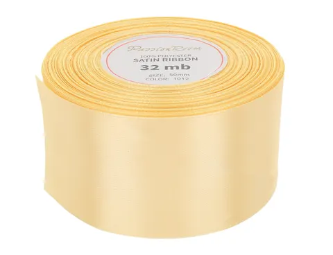 [850013] Wstążka satynowa 50mm 32mb pastelowożółta