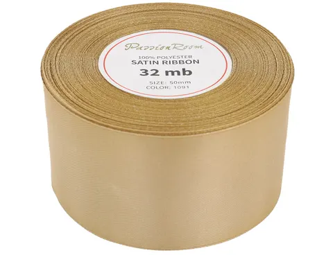 [850039] Wstążka satynowa 50mm 32mb bladozłota