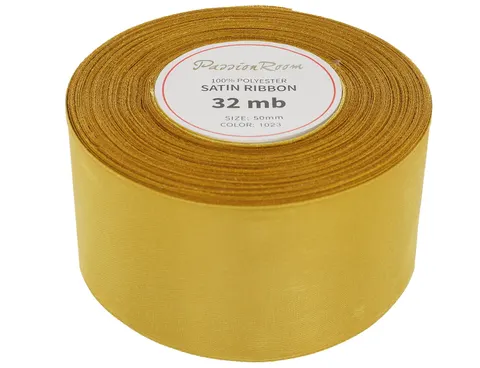 [850100] Wstążka satynowa 50mm 32mb złota
