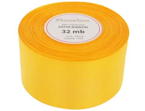 [850080] Wstążka satynowa 50mm 32mb ciemnożółta