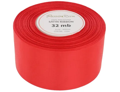 [850005] Wstążka satynowa 50mm 32mb czerwona