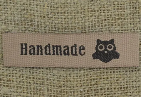 [s05102] Metki do wszywania "Handmade" sowa 4szt