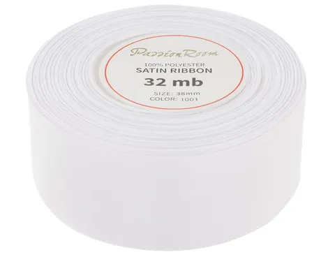[838001] Wstążka satynowa 38mm 32mb biała