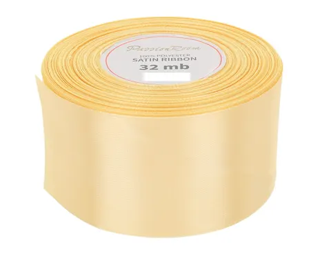 [838013] Wstążka satynowa 38mm 32mb pastelowożółta