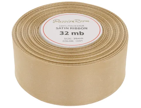 [838039] Wstążka satynowa 38mm 32mb bladozłota