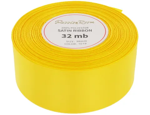[838035] Wstążka satynowa 38mm 32mb żółta