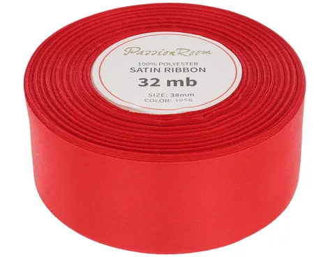[838005] Wstążka satynowa 38mm 32mb czerwona