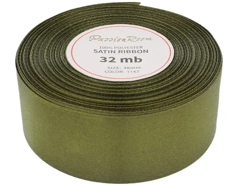 [838020] Wstążka satynowa 38mm 32mb oliwkowa