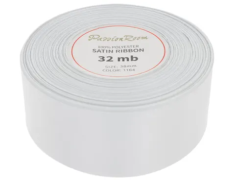 [838037] Wstążka satynowa 38mm 32mb srebrna