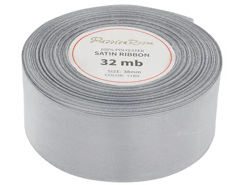 [838108] Wstążka satynowa 38mm 32mb szara