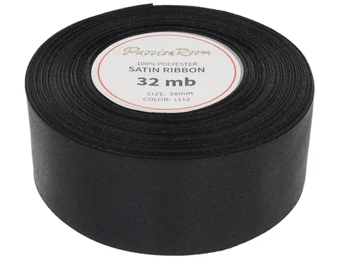 [838008] Wstążka satynowa 38mm 32mb czarna