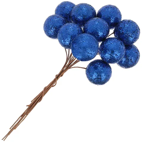 [67xg6002] Kulki brokatowe na druciku 2,5cm 12szt granatowe