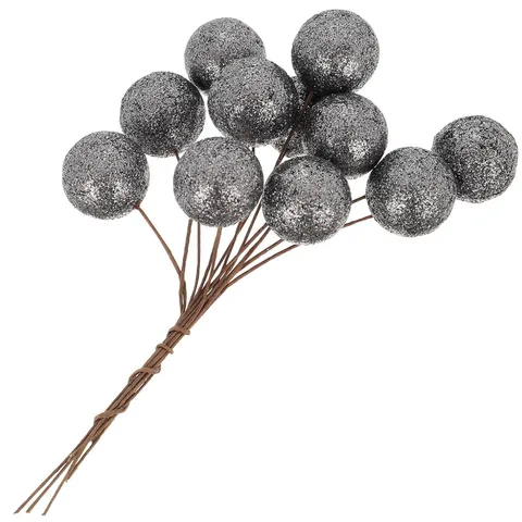 [67xg6015] Kulki brokatowe na druciku 2,5cm 12szt stalowe