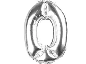 [hs0400] Balon foliowy cyferka 0 40cm srebrna