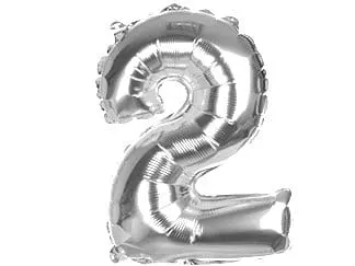 [hs0402] Balon foliowy cyferka 2 40cm srebrna