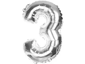 [hs0403] Balon foliowy cyferka 3 40cm srebrna