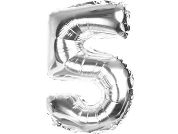 [hs0405] Balon foliowy cyferka 5 40cm srebrna