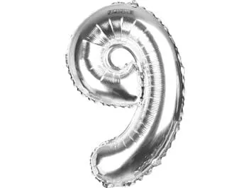 [hs0409] Balon foliowy cyferka 9 40cm srebrna