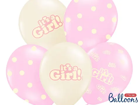 [d0312] Balony z nadrukiem It's a girl! 5szt