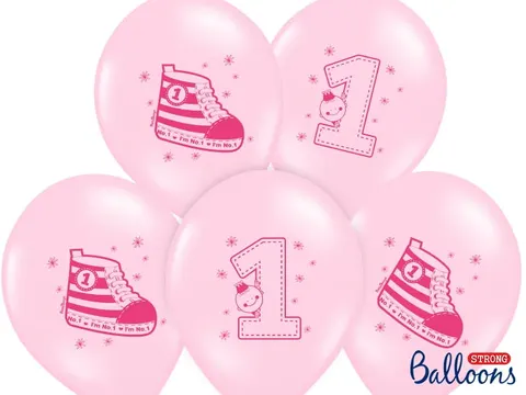 [d0319] Balony z nadrukiem trampek różowe 5szt