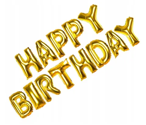 [d0330] Balony foliowe HAPPY BIRTHDAY złote