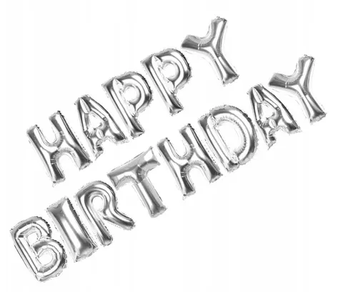 [d0331] Balony foliowe HAPPY BIRTHDAY srebrne