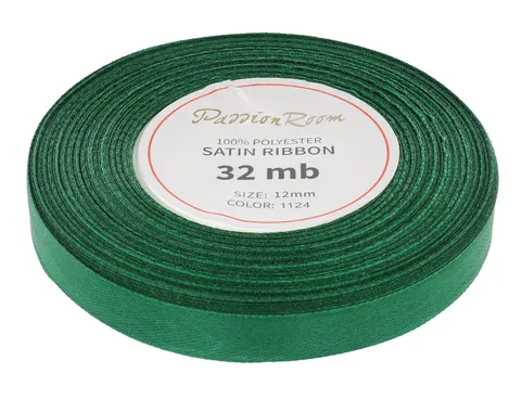 [812202] Wstążka satynowa 12mm 32mb ciemna zielona