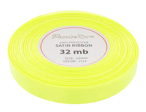 [812210] Wstążka satynowa 12mm 32mb neonowa limonkowa