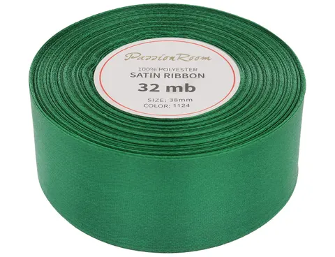 [838202] Wstążka satynowa 38mm 32mb ciemna zielona
