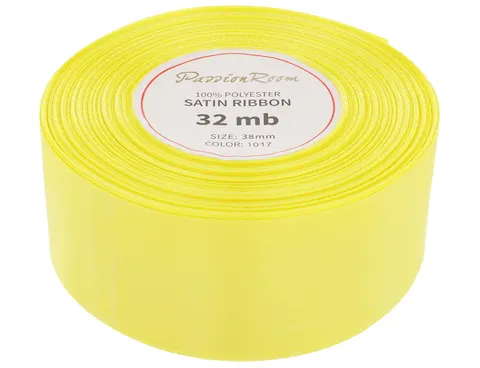 [838204] Wstążka satynowa 38mm 32mb cytrynowa