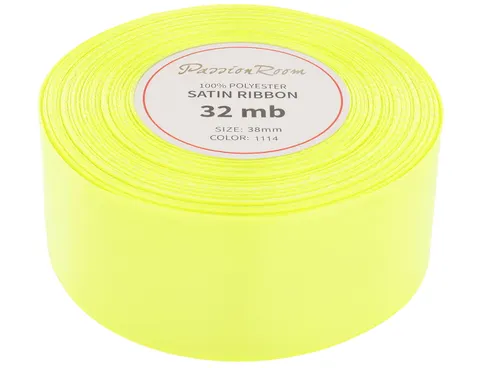 [838210] Wstążka satynowa 38mm 32mb neonowa limonkowa