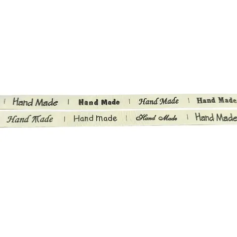 [s05203] Metki do wszywania na taśmie 15mm "HAND MADE" 5szt