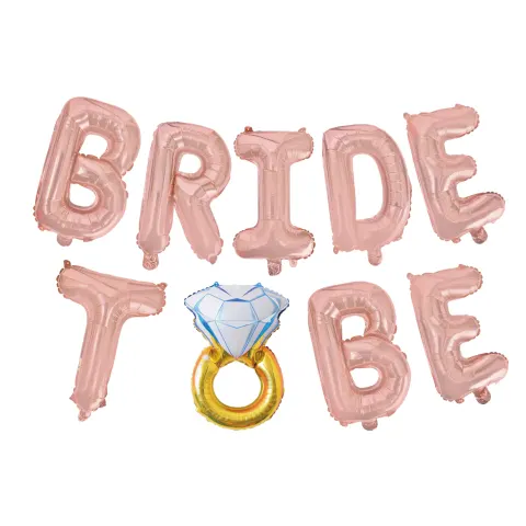 [d0381] Balony foliowe BRIDE TO BE z pierścionkiem rose gold