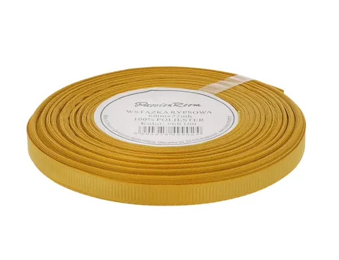 Wstążka rypsowa 6mm 22mb złota