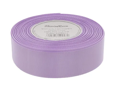 Wstążka rypsowa 25mm 22mb lawendowa