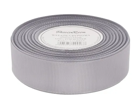 Wstążka rypsowa 25mm 22mb popielata