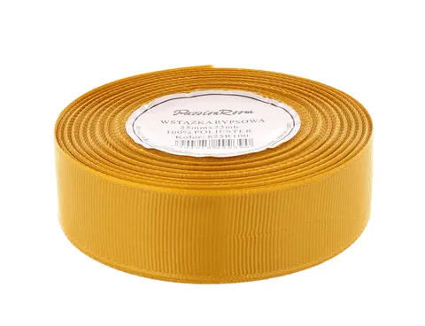 Wstążka rypsowa 25mm 22mb złota