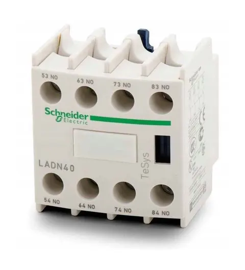 Styki pomocnicze 4NO (4Z), montaż czołowy, zaciski śrubowe, Tesys Deca; LADN40, SCHNEIDER ELECTRIC